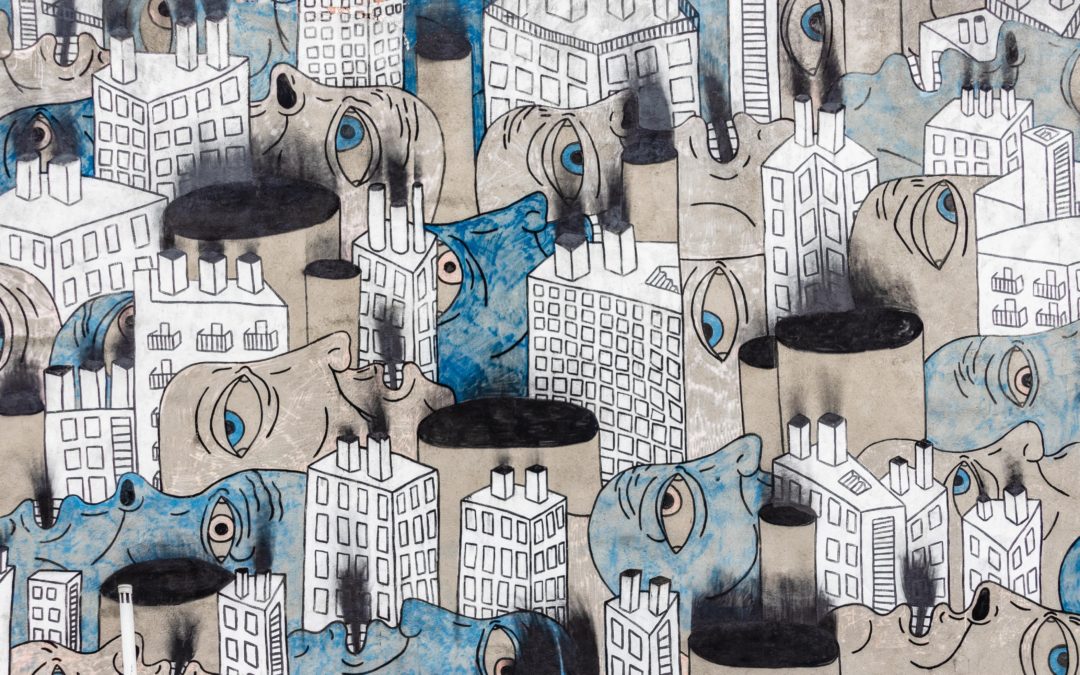 Obraz Pawła Czerwińskiego "ludzkie twarze dymiące jak kominy"