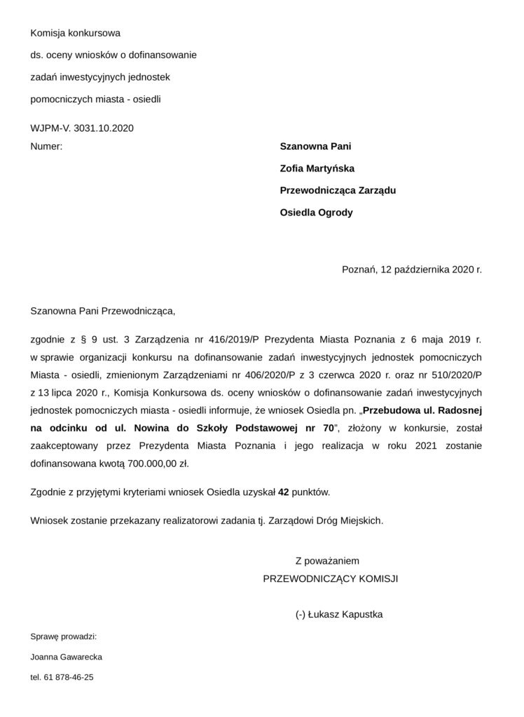 ul. Radosna Poznań Ogrody