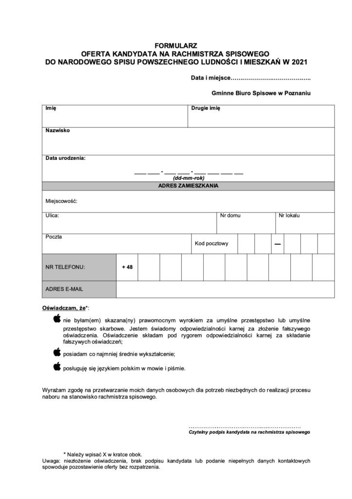 Narodowy Spis Powszechny Rada Osiedla Ogrody Poznań