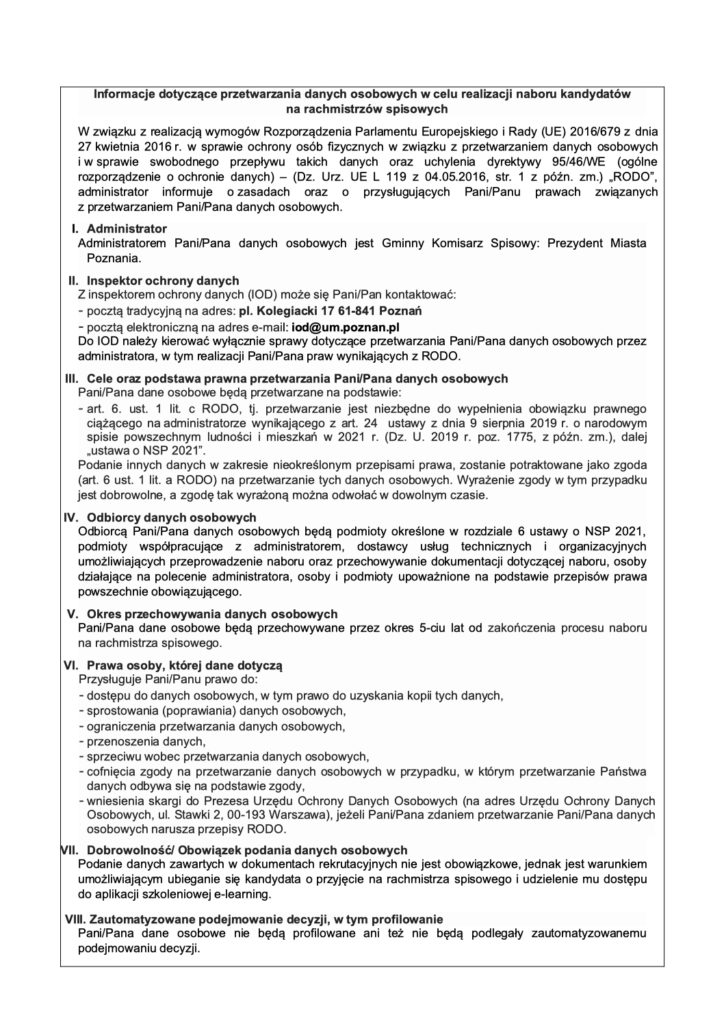 Narodowy Spis Powszechny Rada Osiedla Ogrody Poznań