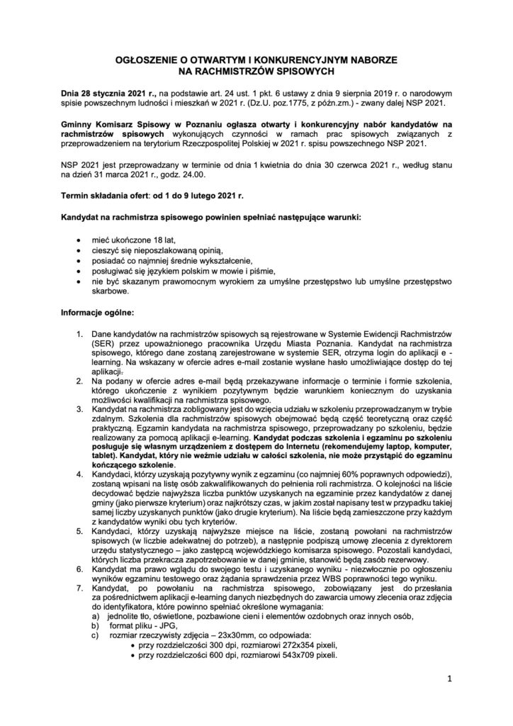 Narodowy Spis Powszechny Rada Osiedla Ogrody Poznań