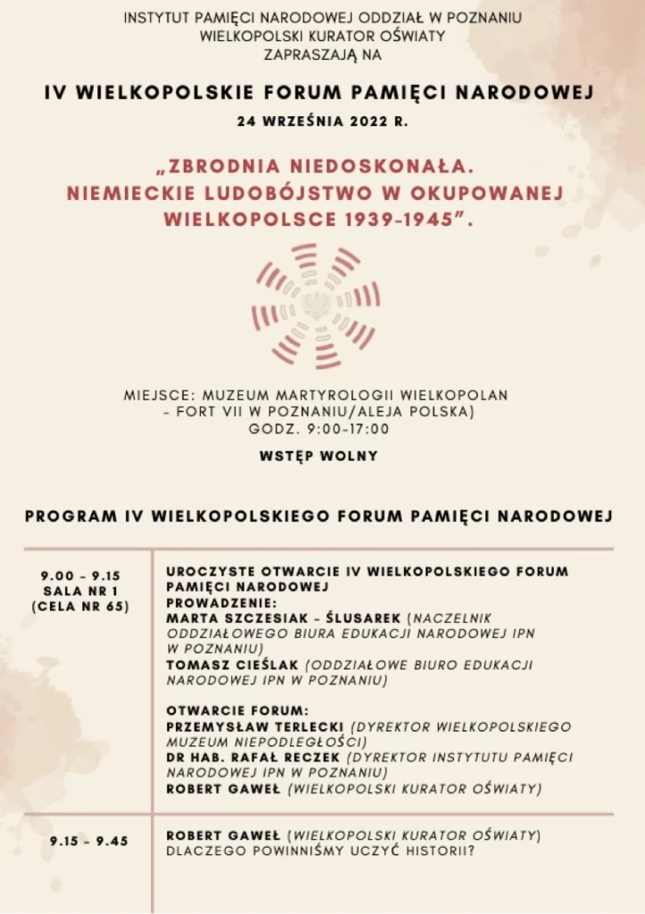 IV Wielkopolskie Forum Pamięci Narodowej Program 1