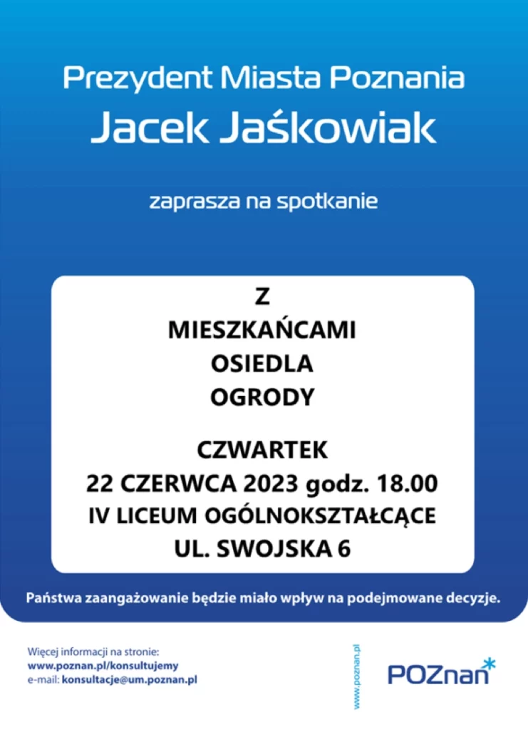 Zaproszenie Rady Osiedla Ogrody Poznań - plakat